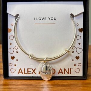 Alex and Ani Silver Oval "Daughter" Charm Bangle Bracelet